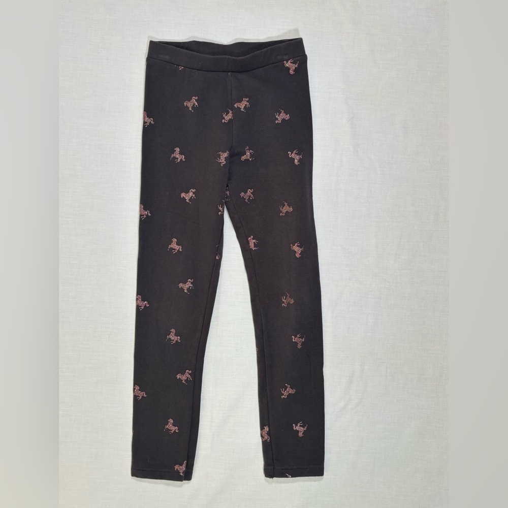 H&M Black Leggings with Pink Horse Pattern